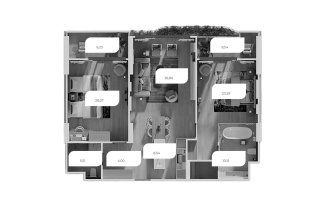Condominium floor plan, 2 bedrooms in Layan Green Park No. 11008
